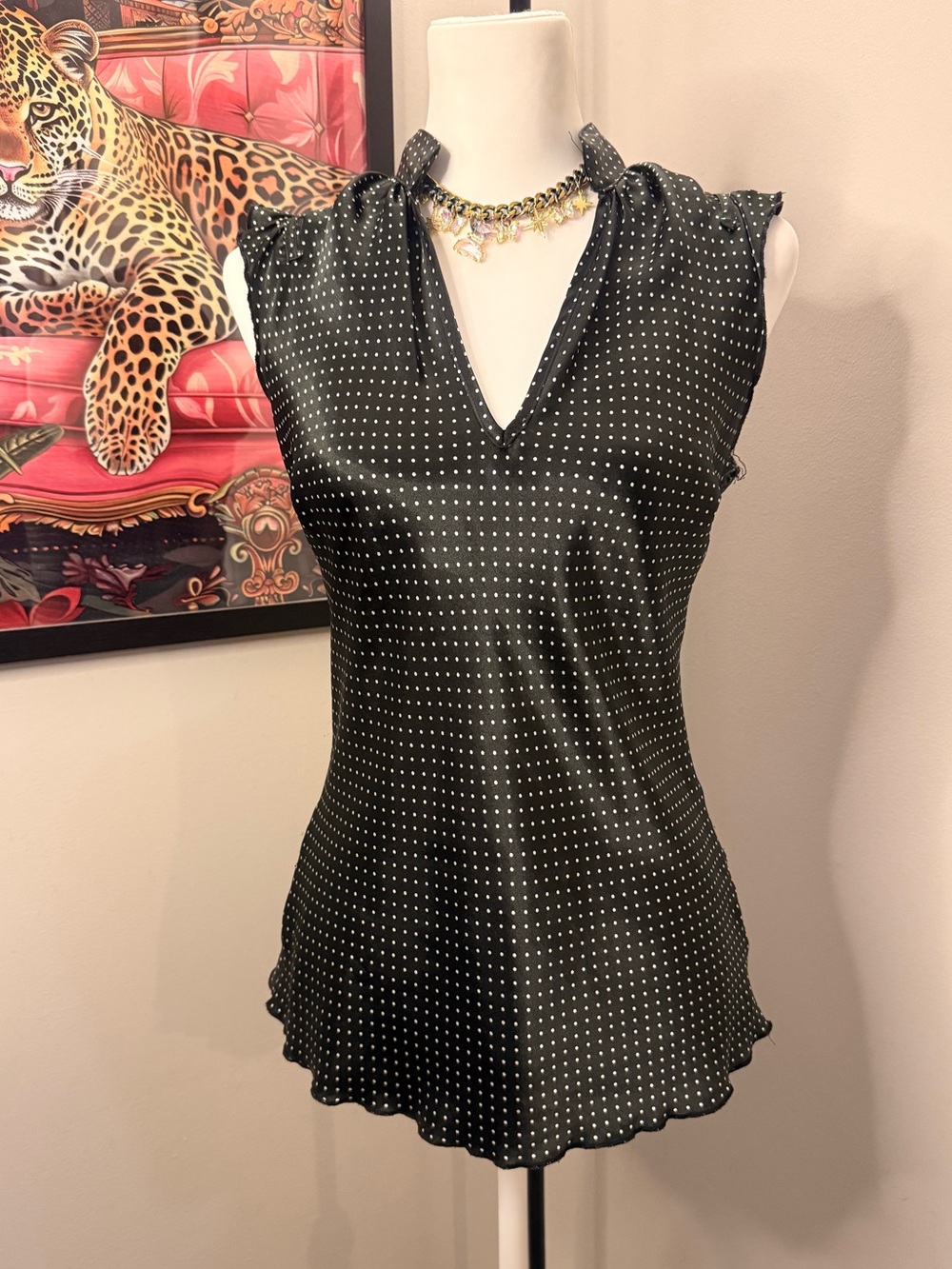 Forever 21 Black Swiss Polka Dot Blouse